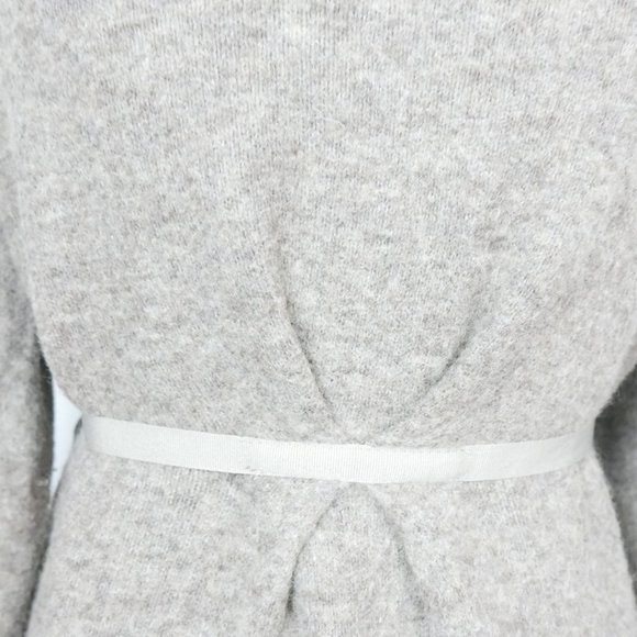 Anthropologie Moth Oatmeal Brown Grey Wool Knit Open Cardigan with Tie Medium - Picture 9 of 11